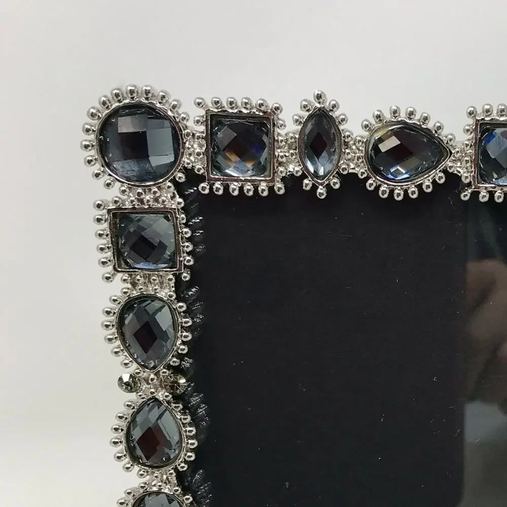 Papyrus Black & Silver Gemstone Picture Frame 5" x 7" Vintage - Picture 2 of 5